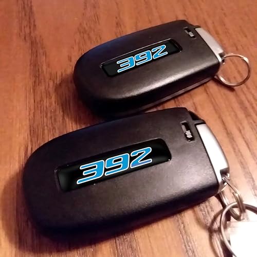 Image of TOOLEPIC for Dodge Challenger Charger Durango and Jeep Grand Cherokee Key fob Badges 2015-2024-Set of 2 - Finest Stickers Inlays Emblems Accessories for 392 Hemi, Ideal for Decals -Baby Blue