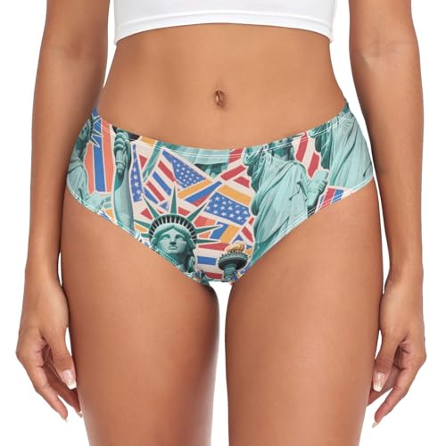 EtherSpher Cartoon Fashion Statue Of Liberty Woman's Underwear One-piecing Hip Design Woman's Panties Organic bamboos Toddler, Cartoon Fashion Statue of Liberty, X-Small