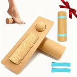 WRQIOO Tabla de equilibrio de pies de corcho, entrenador C-ork F-oot B-alance con pelota de masaje y bandas de resistencia para yoga