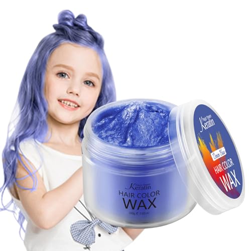 Temporary Hair Color Wax Denim Blue, Magic Master Keratin Hair Dye Paint Wax, 3.4 Fl Oz Natural Washable Temporary Hair Color for Kids Girls Women & Men,Party, Cosplay, Festival & Halloween