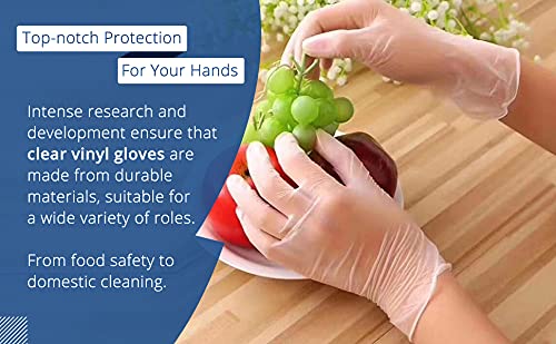 1ABOVE 100 Clear Vinyl Disposable Gloves | Latex | Powder Free | Use For Food, Safety, Cleaning, etc…(Large) - Image 2