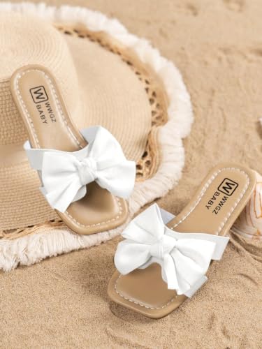 Image of GORGLITTER Girl's Bow Sandals Round Open Toe Slip on Beach Summer Shoes