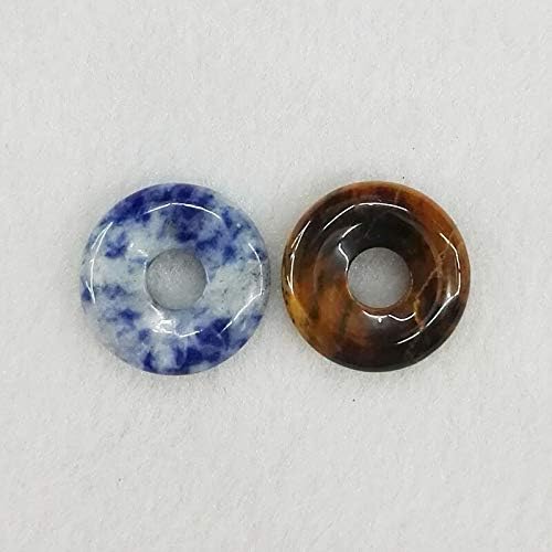 Ochoos Assorted Natural Mixed gogo Donut Round Safety Buckle Stone Beads Fashion Hole Bead for Jewelry Making 30pcs