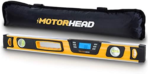 MOTORHEAD 24-Inch 0° - 180° SMART DIGITAL Level, LCD Screen, Audible Alerts, Water, Dust & Shock Resistant, Magnetic Bottom, Includes Bag, High-Visibility, Solid-Milled Aluminum, USA-Based Support