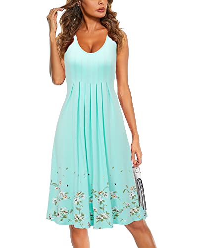 Image of KILIG Women Soft Casual Beach Sundress Floral Pleated Vintage Tank Dress 2026