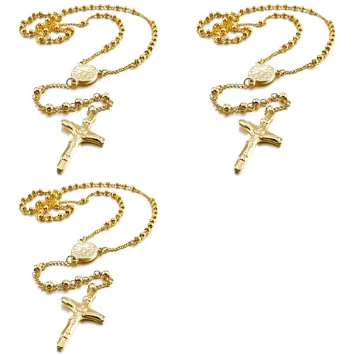 Collier pendentif crucifix acier inoxydable or idée cadeau spirituel pour homme femme