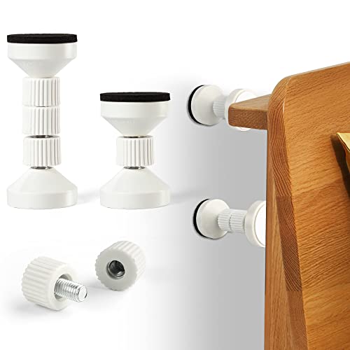 Dedu Adjustable Threaded Bed Frame Anti-Shake Tool For Bed Furniture, Threaded Headboard Stoppers For Wall Adhesive 2 Pack, Upgraded Bed Stoppers For Headboard Metal Bar White (1.8 Inch-4.4 Inch) #TOP19