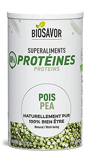 BIOSAVOR - Poudre de protéines de Pois Bio 400g - Pea protein powder - 100% Naturelle & Pure - Vegan et sans Gluten - Fabriqué en France Cover