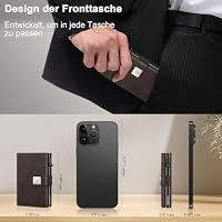 Geldbörse Herren mit Münzfach, RFID Slim Leder Portmonee für 10-12 Karten – Ansicht 4