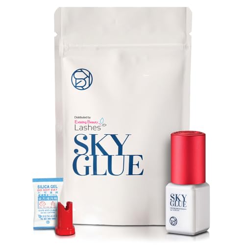 Sky Glue S+ Eyelash Extension Glue - Extra Strong Lash Extensions Adhesive Bond with 6-7 Weeks Retention and 1-2 Sec Dry Time Long Lasting Semi Permanent Black Glue - 5 ml