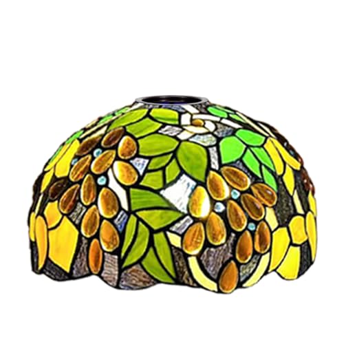 BOTOWI 12X7 Zoll Buntglas Lampenschirm Ersatz nur Tiffany Lampenschirme antike Lichtabdeckung Geeignet für die Verwendung mit gewölbter Stehleuchte Torchiere Lampe Pendelleuchte,Grape