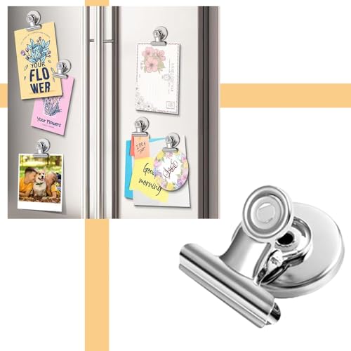 HUATEEN Aimants Tableau Magnétique,10 Pcs Clips Magnétiques en Métal Robuste Agrafes Magnétiques en Métal Clip Magnétique Frigo Aimant pour Bureau,École,Tableau Magnétique et Réfrigérateur – vue 5