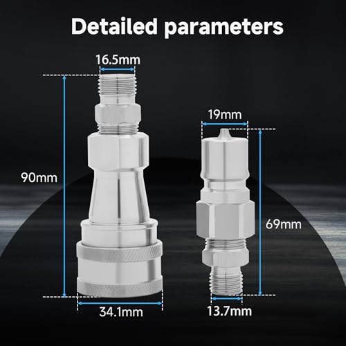 Image of 2Pcs M14 M16 Hydraulic Quick Connect for Agt Mini Excavators, Metric Hydraulic Fittings, M14 Female to M16 Male, M14 to M16 Hydraulic Adapter with 4 Metric Fittings 4 Female Fittings