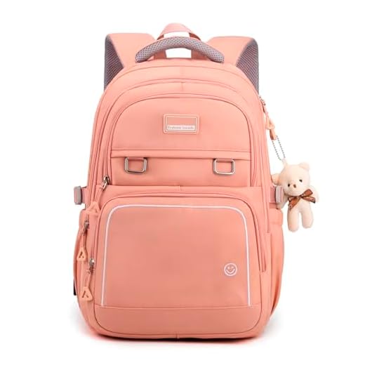 Mochila Bolsa de Costas Fofa Estilosa Elegante Academia Impermeável Escolar Viagem Trabalho Treino Fashion Mochilas Para Notebook Moderna Leve Passeio Feminina Masculina Unissex (Coral)