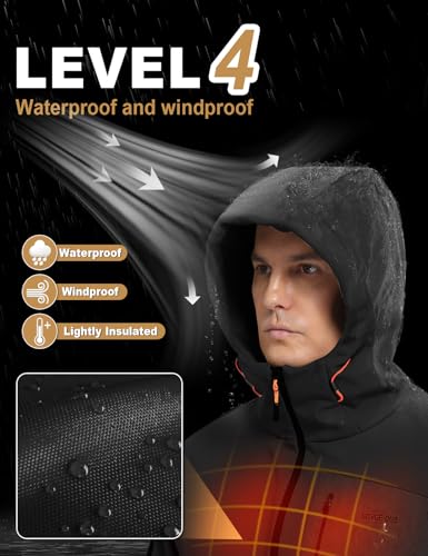 GEMYSE Men's Lightweight Rain Jacket Waterproof Raincoat Hooded Softshell Windbreaker for Outdoor Hiking Travel4