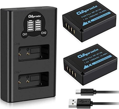 OAproda 2 Pack NP-W126 Battery and Dual USB Charger for Fuji X100F, X-T3, X-T2, X-T1, X-T20, X-H1, X-T10, X-T100, X-A5, X-A3, X-A1, X-E1, X-E2, X-M1, X-Pro2, X-Pro1 and More Camera