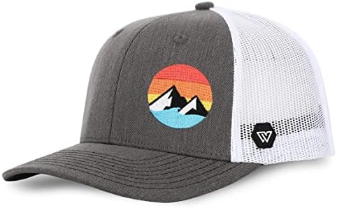 WUE Trucker Hat - Explore The Outdoors - Snapback Hats for Men (Dark Heather/White)