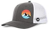 WUE Trucker Hat - Explore The Outdoors - Snapback Hats for Men (Dark Heather/White)
