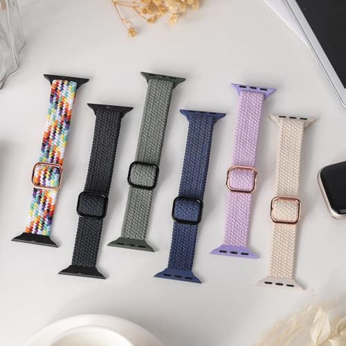 Image of Slim Braided Bands for Apple Watch Band 40mm 41mm 42mm 38mm 46mm 44mm 45mm 49mm Women,Stretchy Solo Loop Nylon Elastic Thin Narrow Skinny Strap for iWatch Ultra 3 SE 3 Series 11 10 9 8 7 6 5 4 3 2 1