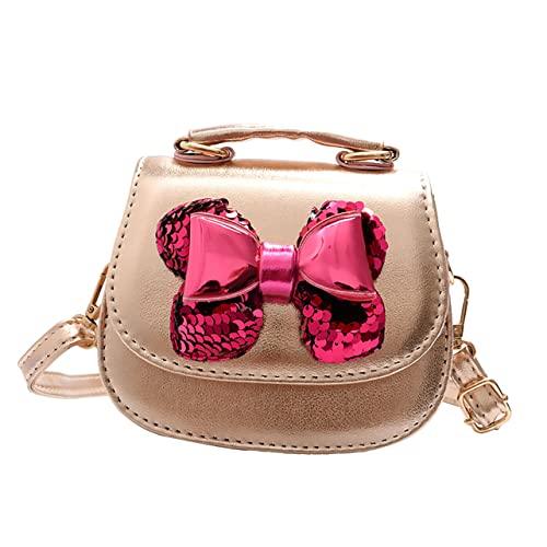 TENDYCOCO Bolsa tiracolo Bowknot para crianças, bolsa transversal para crianças, Dourado, 15X13X8CM,