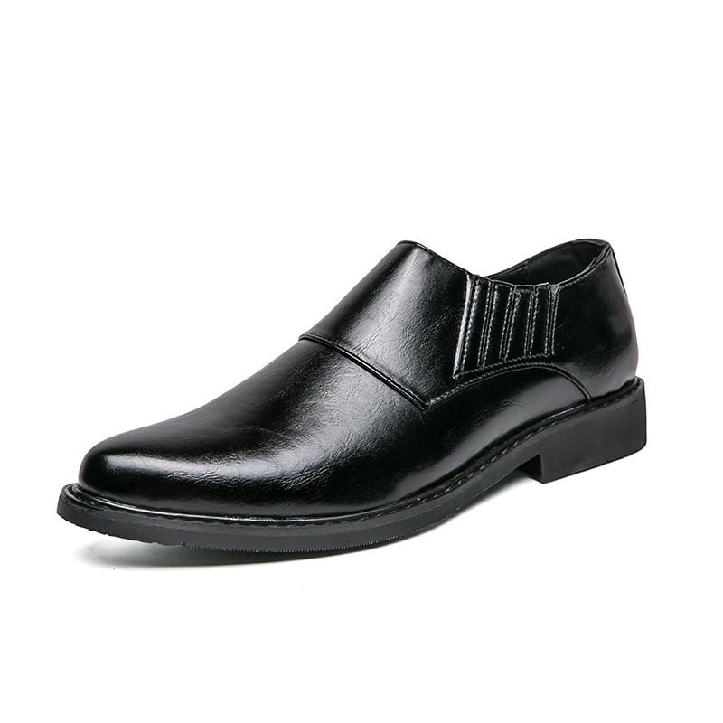 Men's Patent Leather Slip-On Oxfords Classic Casual Business Wedding Pointed-Toe Fashion Dress Loafers Shoes