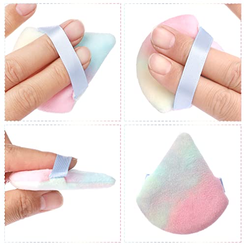 Sibba Makeup Loose Powder Puff 6 Pieces Face Make Up Setting Puffs Triangle Sponge Grip Primer Beauty Blender Concealer Foundation Brow Lift Pads Moisturizer Base Cosmetics Essence Brighten Brush (3 Black 3 Rainbow) #TOP5