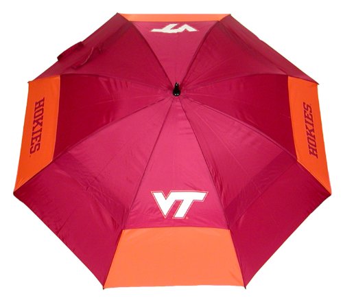 Team Golf NCAA Virginia Tech Hokies Golf Umbrella 62" Golf Umbrella with Protective Sheath, Double Canopy Wind Protection Design, Auto Open Button