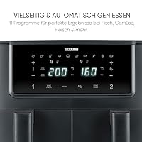 Severin Heißluftfritteuse Dual Zone, 2x4L Fächer, vielseitige Zubereitung, Touch-Display, Warmhaltefunktion, Temperatureinstellung synchronisierbar, 10 Programme, 2600W, Black Line, schwarz, FR 2463 – Ansicht 8