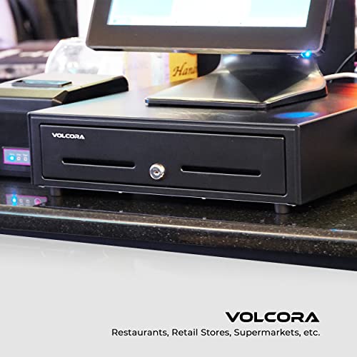 Cash Register Drawer For Point Of Sale (Pos) System With Fully Removable 2 Tier Cash Tray, 5 Bill/8 Coin, 24V, Rj11/Rj12 Key-Lock, Double Media Slot, Black #TOP5