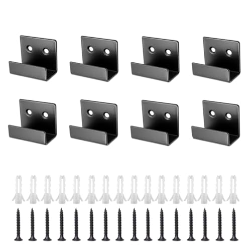 Image of 8 Pcs Tile Display Wall Hanger, Stainless Steel Wall Mount Brackets Hook, Heavy Duty Tile Hanger for Mirrors, Picture Frame Ceramic Wall Display (Black Inner Width 20mm /0.79 inch)