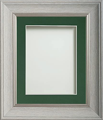 Frame Company Drummond Range Pale Grey 16x12 inch Picture Photo Frame with Bottle Green Mount for Image 13x9 inch * Choice of Sizes* Fitted with Real Glass โ image 1