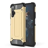 MISKQ Coque pour Huawei Nova 5T,Polyuréthane thermoplastique Interne + Polycarbonate Externe,4 Angles sont du Type airbag Anti-Chute antipoussière étui de téléphone Mobile(Or)