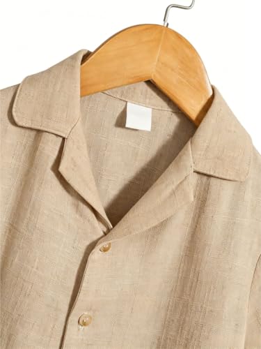 Image of Verdusa Boy's 2 Piece Sets Linen Set Going Out Summer Outfits Button Up Shirt and Pants Set Matching Sets