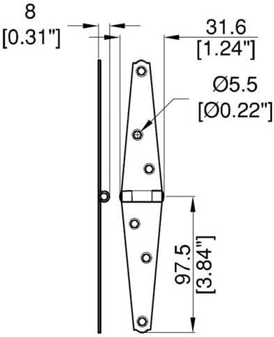 Penn Elcom Zinc Strap Hinge (4 Inch Zinc Strap Hinge), 39U (1736.8mm Total Length) - Image 4