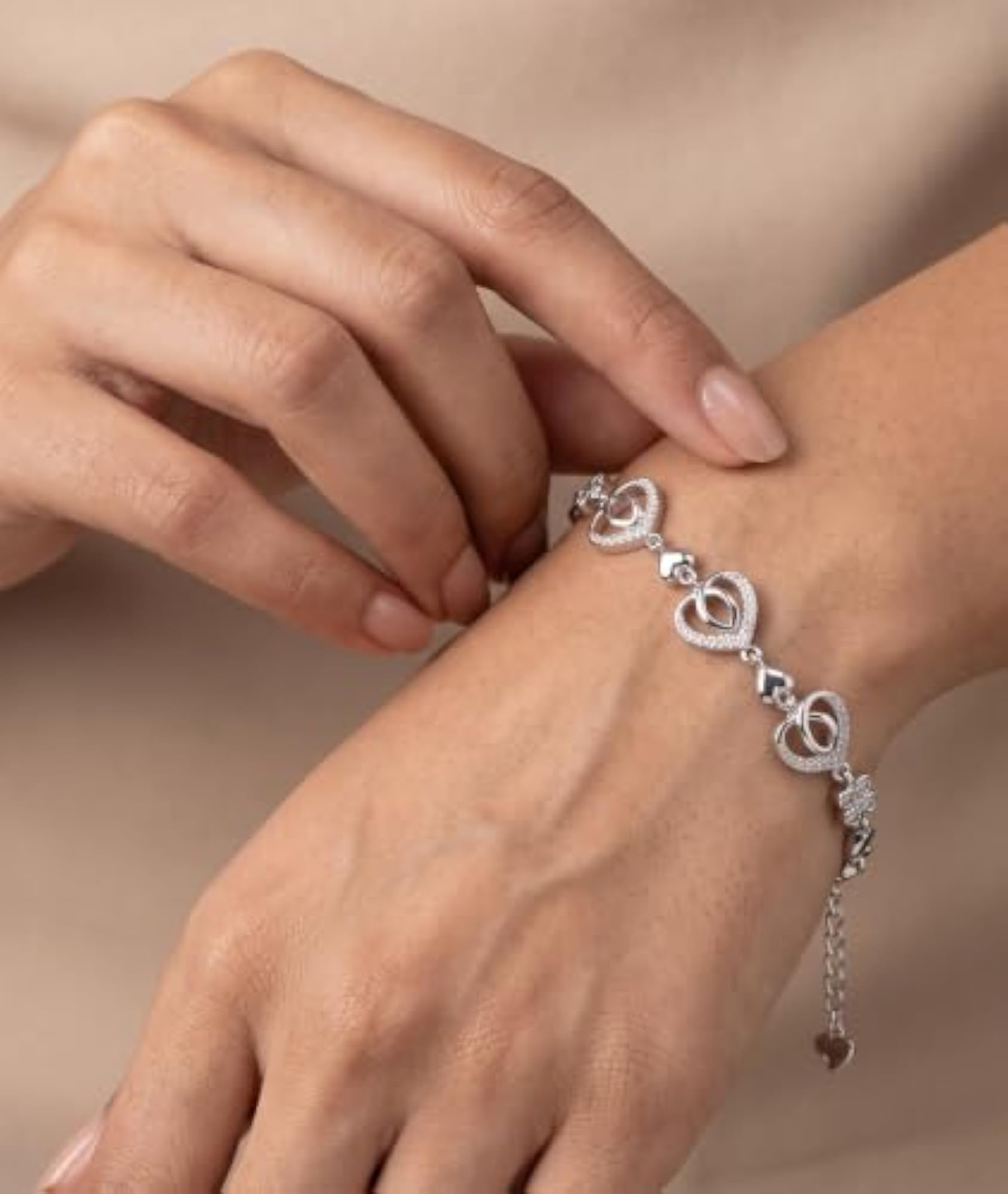 925 Sterling Silver Heart Chain Bracelet for Women