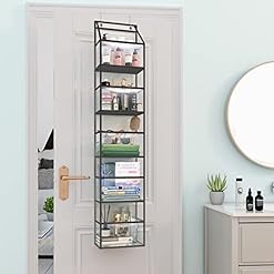 Alternative view of Fixwal Over The Door Hanging Pantry Organizer 5-Shelf Room Organizer with Clear Plastic Pockets Behind The Door Storage Organizer Large Capacity Organizer for Closet Bedroom Bathroom (Grey)