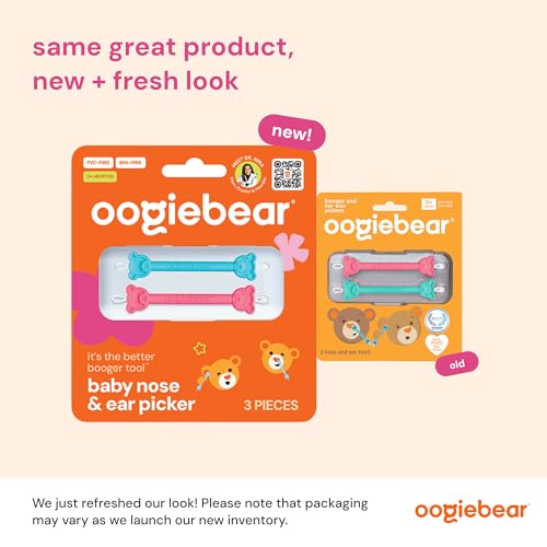 Image of oogiebear: Baby Nose Cleaner & Ear Wax Removal Tool - Safe Booger & Earwax Removal for Newborns, Infants, Toddlers - Dual-Ended - Essential Baby Stuff, Diaper Bag, Raspberry & Seafoam with case