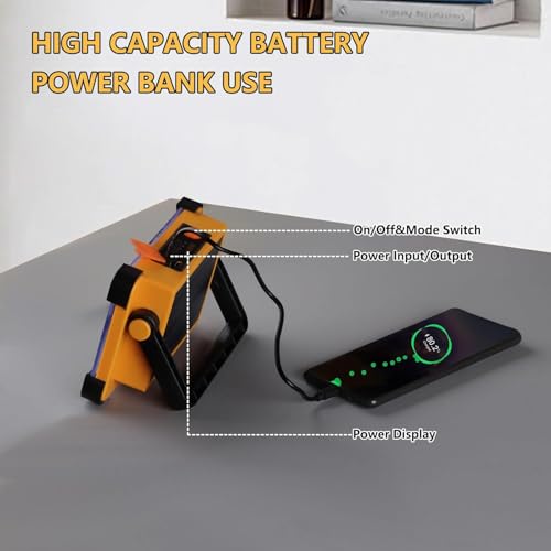 image for YXQUA 2 Pack 120W Solar Rechargeable Work Light, 144 LED 10000LM Porta