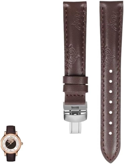 Lady Heart Collection Printed Leather Watch Straps For Tissot 1853 T050 T050207A Watch Chain For Couturier Prestige Women's Watchband(Browns,14mm)