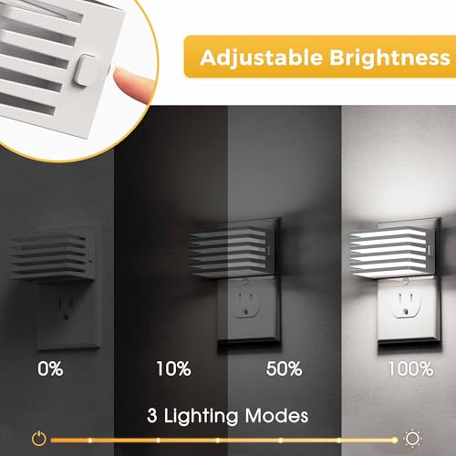 Image of L LOHAS LED Night Lights Plug into Wall, 2 Pack Modern Night Light with Dusk to Dawn Sensor, Dimmable Plug in Night Light, Adjustable Brightness, 5000K White for Bedroom Bathroom Hallway