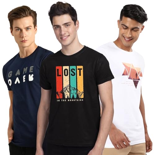 T-shirt graphique homme Bewakoof noir bleu marine blanc taille XXL 694416
