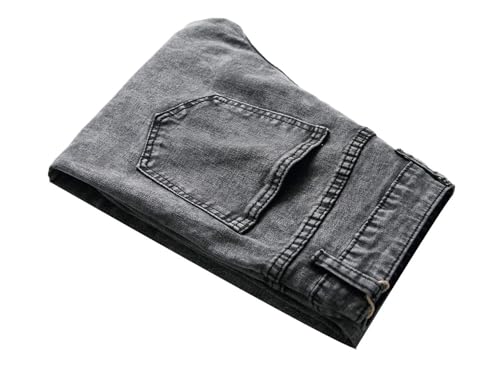 Men Mid Waist Stretch Jeans Vintage Washed Skinny Straight Ankle Length Trousers Folds Denim Pencil Pants2