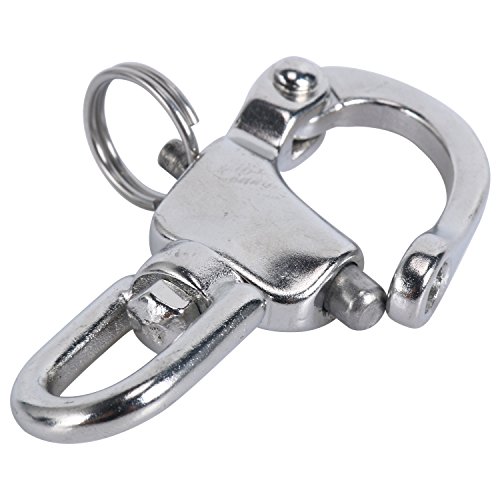 Amarine Made Pair Of Swivel Eye Snap Shackle Quick Release Bail Rigging Sailing Boat Marine Stainless Steel For Sailboat Spinnaker Halyard Cd309012 (2-3/4", Silver) #TOP7