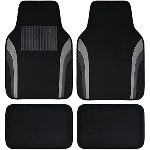 CAR PASS Leather Waterproof Sporty Car Floor Mats Carpet,Universal Automotive Floor Mat Fit for Sedans, Cars, Mid Trucks, Vans, SUV, Set of 4 (Black and Gray) Cover