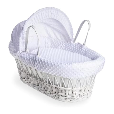Clair de Lune White Dimple Wicker Moses Basket Cover