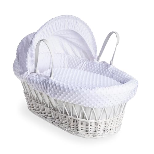 Clair de Lune, Dimple Wicker Moses Basket, White