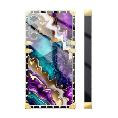 DAIZAG Compatible with Samsung Galaxy S24 Plus/S25 Plus Case,Dazzling Purple Marble Golden Decoration Soft TPU Anti-Scratch Shockproof for Girl Protective Case for Samsung Galaxy S24 Plus/S25 Plus