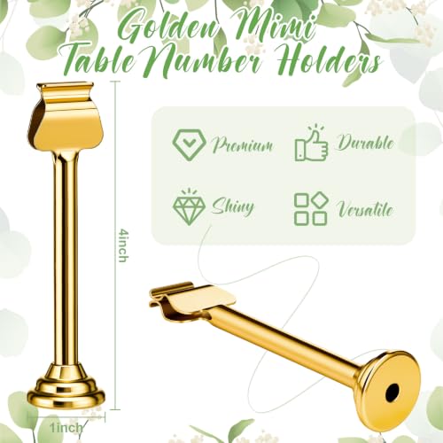 Image of 6 Pcs Gold Metal Table Number Holders 4 Inch Wedding Place Card Holders Bulk Harp-clip Sign Stands for Displaying Memo Note Menu Wedding Restaurant Birthday Decor