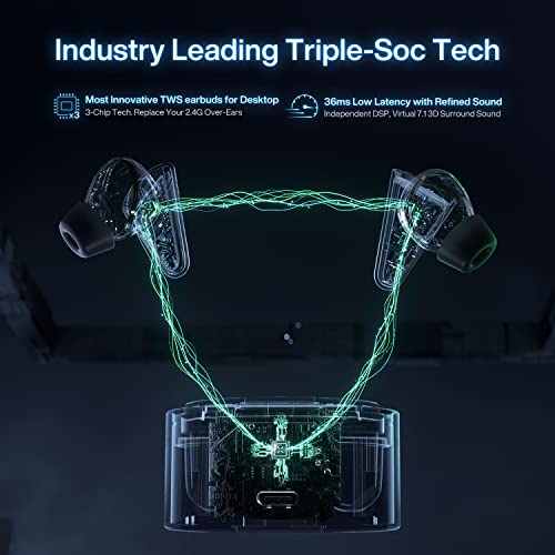 Angry Miao Cyberblade Wireless Gaming Earbuds, Active Noise Cancelling Bluetooth Earbuds With Microphone, 36Ms Low Latency Earphone For Pc, Ps4, Ps5, Switch, Iphone, Android #TOP3