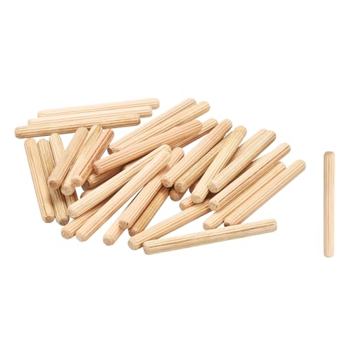 QUARKZMAN Clavijas De Madera 1/4'x 23/8' (6mm X 60mm) Varillas Rectas De Madera Clavijas Estriadas Para Manualidades Muebles Bricolaje Dura Cantidad 200